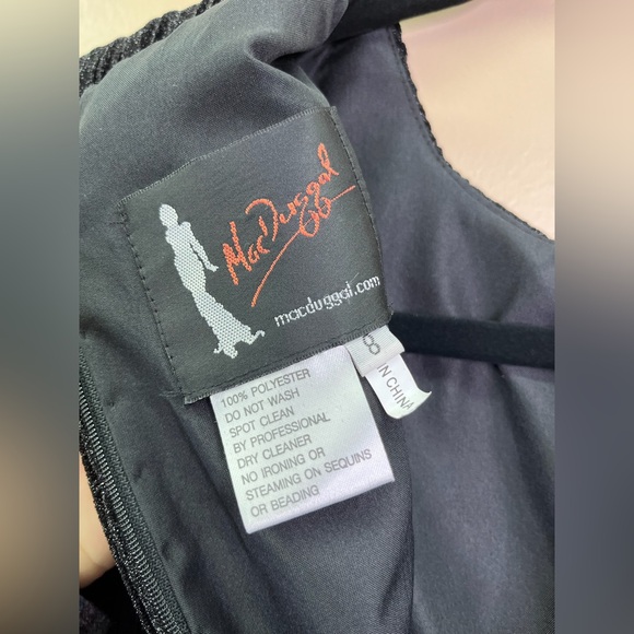 Mac Duggal 30750 Shimmering 3/4 Sleeve A-Line Midi Dress Size 8 NWT Black - Picture 7 of 12